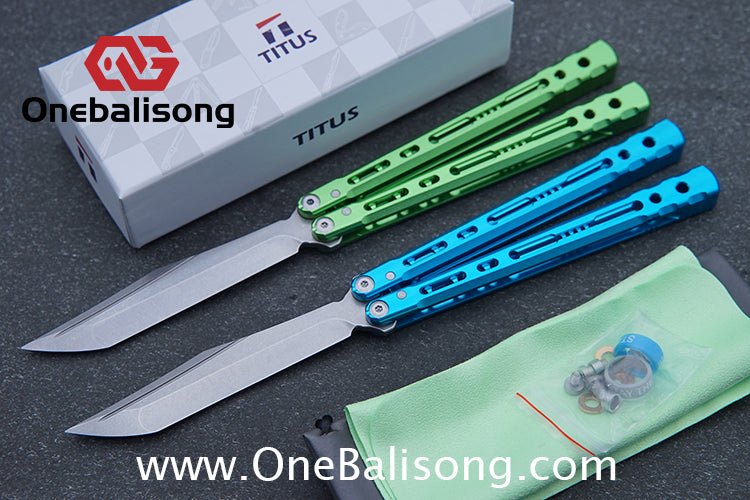 TITUS Sirius Ceramic Version Balisong Clone 7075 Aviation Aluminum Alloy Handle 5cr13Mov/14C28N Stainless Steel Fake Blade Bushing
