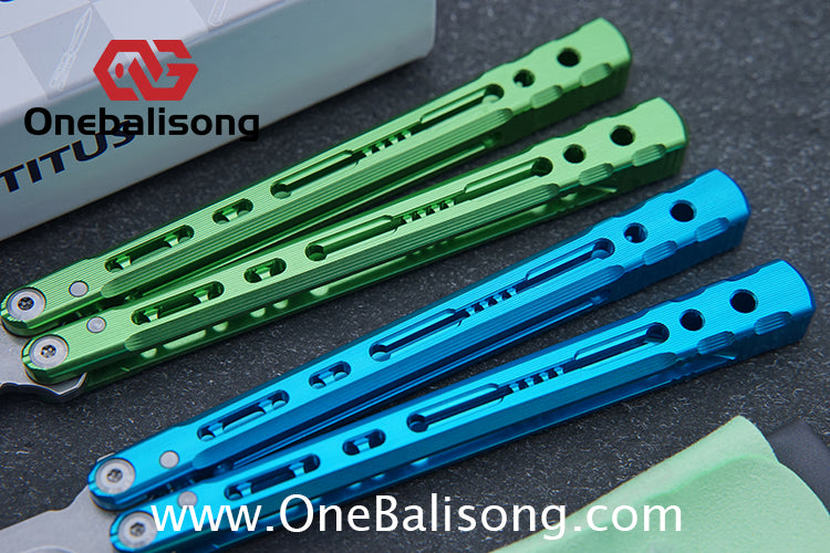 TITUS Sirius Ceramic Version Balisong Clone 7075 Aviation Aluminum Alloy Handle 5cr13Mov/14C28N Stainless Steel Fake Blade Bushing