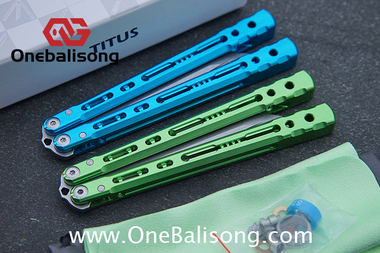 TITUS Sirius Ceramic Version Balisong Clone 7075 Aviation Aluminum Alloy Handle 5cr13Mov/14C28N Stainless Steel Fake Blade Bushing