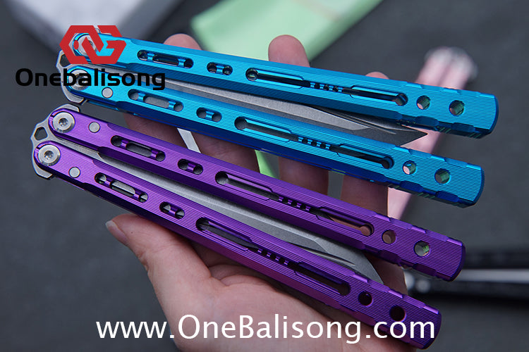 TITUS Sirius Ceramic Version Balisong Clone 7075 Aviation Aluminum Alloy Handle 5cr13Mov/14C28N Stainless Steel Fake Blade Bushing