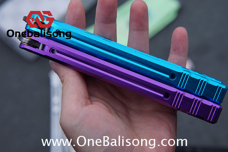 TITUS Sirius Ceramic Version Balisong Clone 7075 Aviation Aluminum Alloy Handle 5cr13Mov/14C28N Stainless Steel Fake Blade Bushing