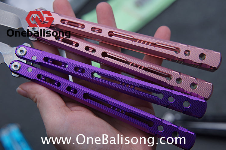 TITUS Sirius Ceramic Version Balisong Clone 7075 Aviation Aluminum Alloy Handle 5cr13Mov/14C28N Stainless Steel Fake Blade Bushing
