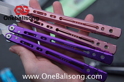 TITUS Sirius Ceramic Version Balisong Clone 7075 Aviation Aluminum Alloy Handle 5cr13Mov/14C28N Stainless Steel Fake Blade Bushing