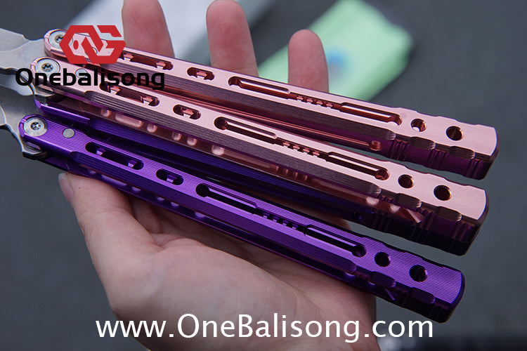 TITUS Sirius Ceramic Version Balisong Clone 7075 Aviation Aluminum Alloy Handle 5cr13Mov/14C28N Stainless Steel Fake Blade Bushing