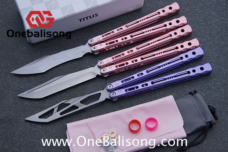 TITUS Sirius Ceramic Version Balisong Clone 7075 Aviation Aluminum Alloy Handle 5cr13Mov/14C28N Stainless Steel Fake Blade Bushing