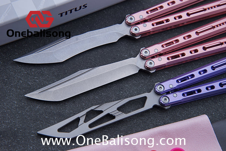 TITUS Sirius Ceramic Version Balisong Clone 7075 Aviation Aluminum Alloy Handle 5cr13Mov/14C28N Stainless Steel Fake Blade Bushing