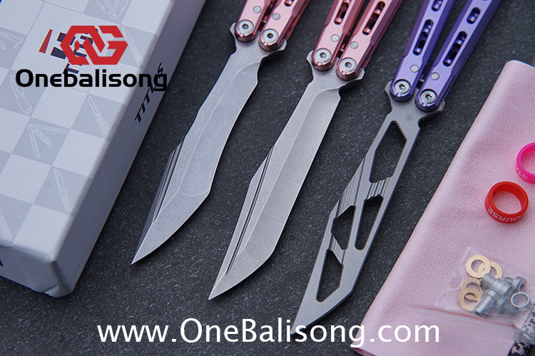 TITUS Sirius Ceramic Version Balisong Clone 7075 Aviation Aluminum Alloy Handle 5cr13Mov/14C28N Stainless Steel Fake Blade Bushing