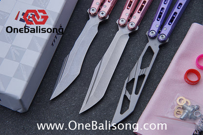 TITUS Sirius Ceramic Version Balisong Clone 7075 Aviation Aluminum Alloy Handle 5cr13Mov/14C28N Stainless Steel Fake Blade Bushing