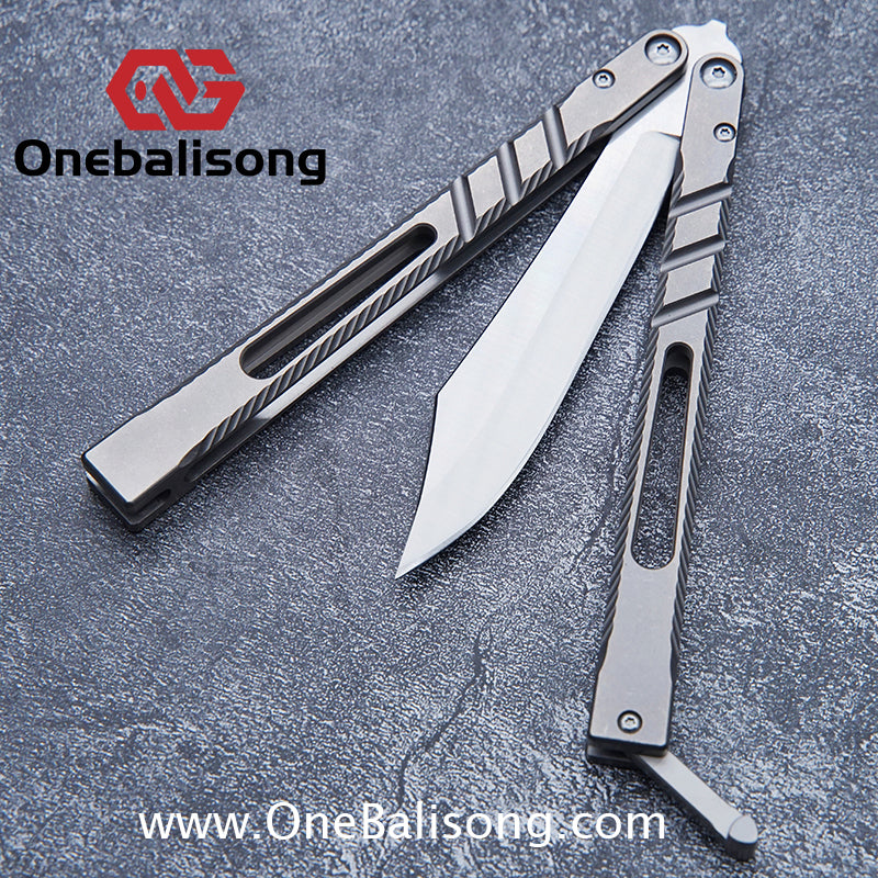 Theone BRS chAB New Anti Slip Texture Version Clone Titanium  One-piece Structure Balisong