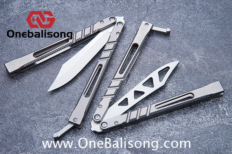 Theone BRS chAB New Anti Slip Texture Version Clone Titanium  One-piece Structure Balisong