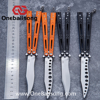 theone Titanium bas Balisong clone Titanium handle stainless steel blade Bushing