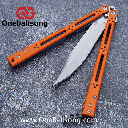 theone Titanium bas Balisong clone Titanium handle stainless steel blade Bushing