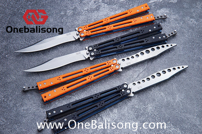 theone Titanium bas Balisong clone Titanium handle stainless steel blade Bushing
