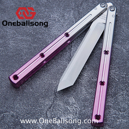 Baliplus Kraken Balisong Glossy clone Tanto/Bowie/Weekawk  live/Fake Blade Channel 7075 Aluminum Glossy Handle Bushings 9cr18
