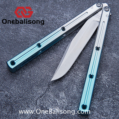 Baliplus Kraken Balisong Glossy clone Tanto/Bowie/Weekawk  live/Fake Blade Channel 7075 Aluminum Glossy Handle Bushings 9cr18