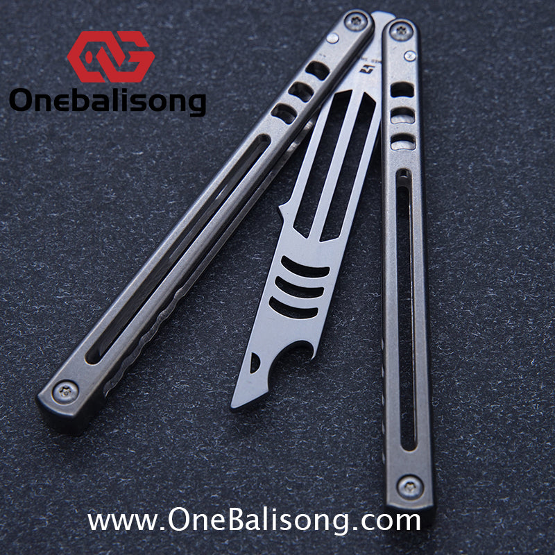 Armed Shark Mako Balisong Clone Titanium Handle Stainless Steel Training Blade