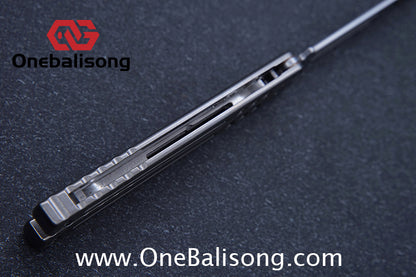 Armed Shark Titanium Madko Balisong Clone TC4 Titanium Handle Stainless Steel Trainer/Damascus Fake Blade