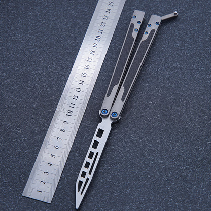 theone ex10 clone titanium handle + carbon fiber patch Damascus blade