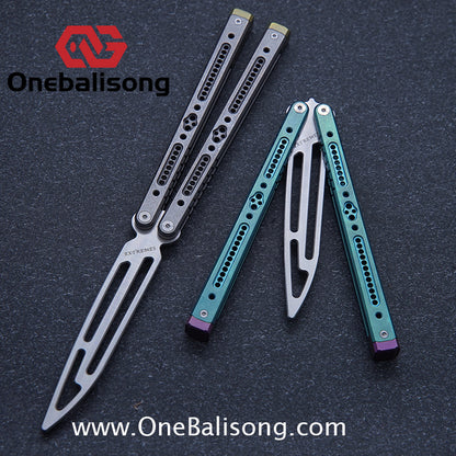 EXTREMES Balisong Titanium Alloy Handle 440c Stainless Steel Blade Bushing