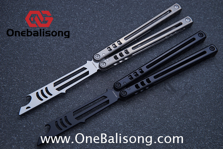 Armed Shark Mako Balisong Clone Titanium Handle Stainless Steel Training Blade