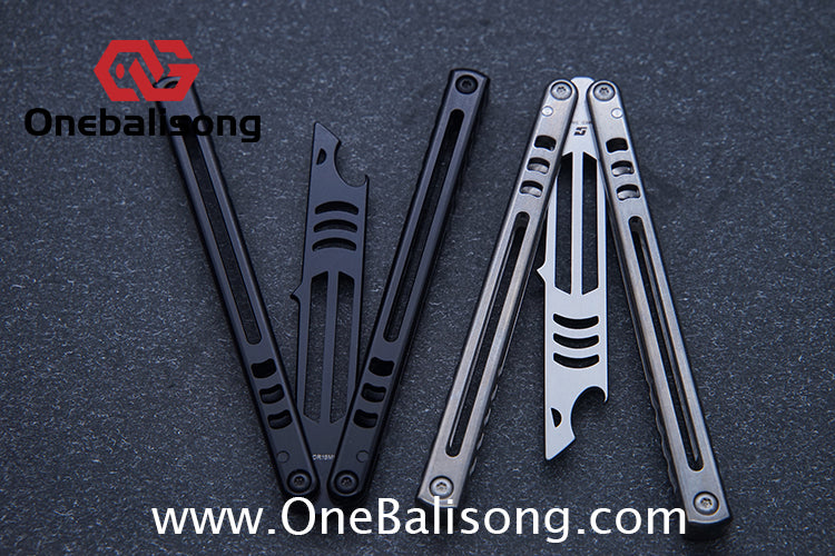 Armed Shark Mako Balisong Clone Titanium Handle Stainless Steel Training Blade