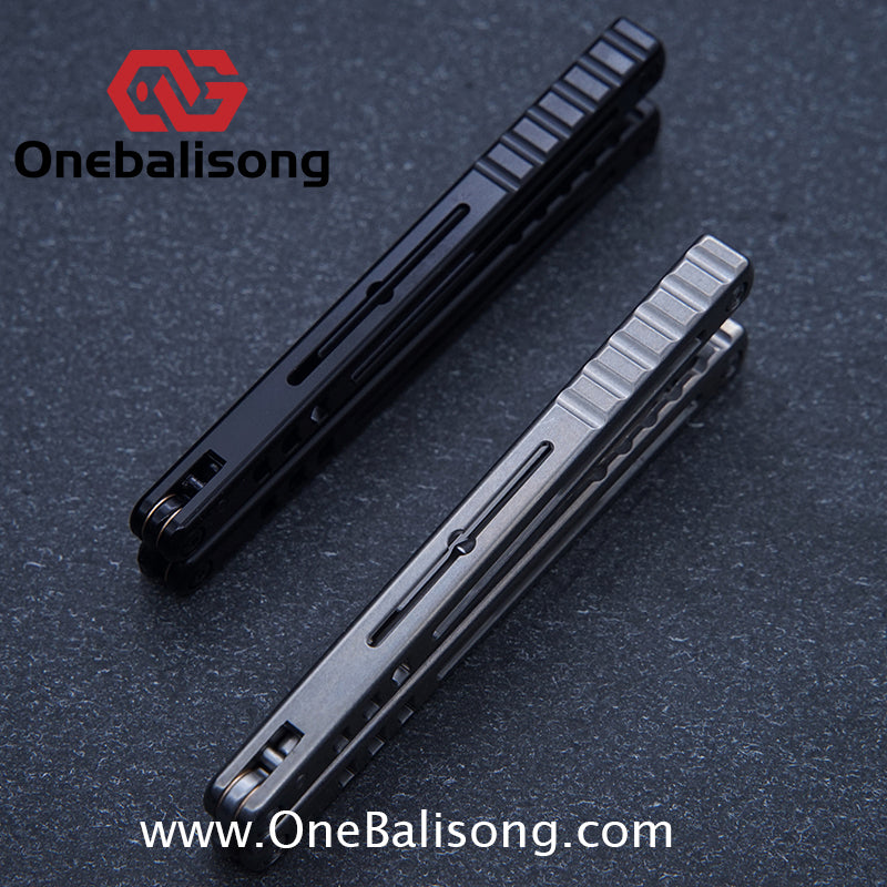 Armed Shark Mako Balisong Clone Titanium Handle Stainless Steel Training Blade