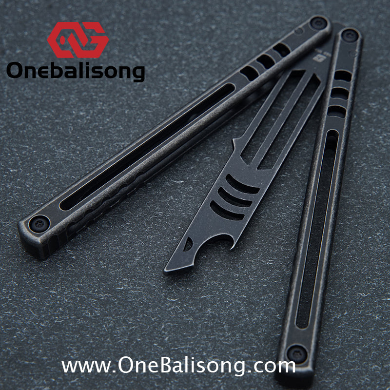 Armed Shark Mako Balisong Clone Titanium Handle Stainless Steel Training Blade