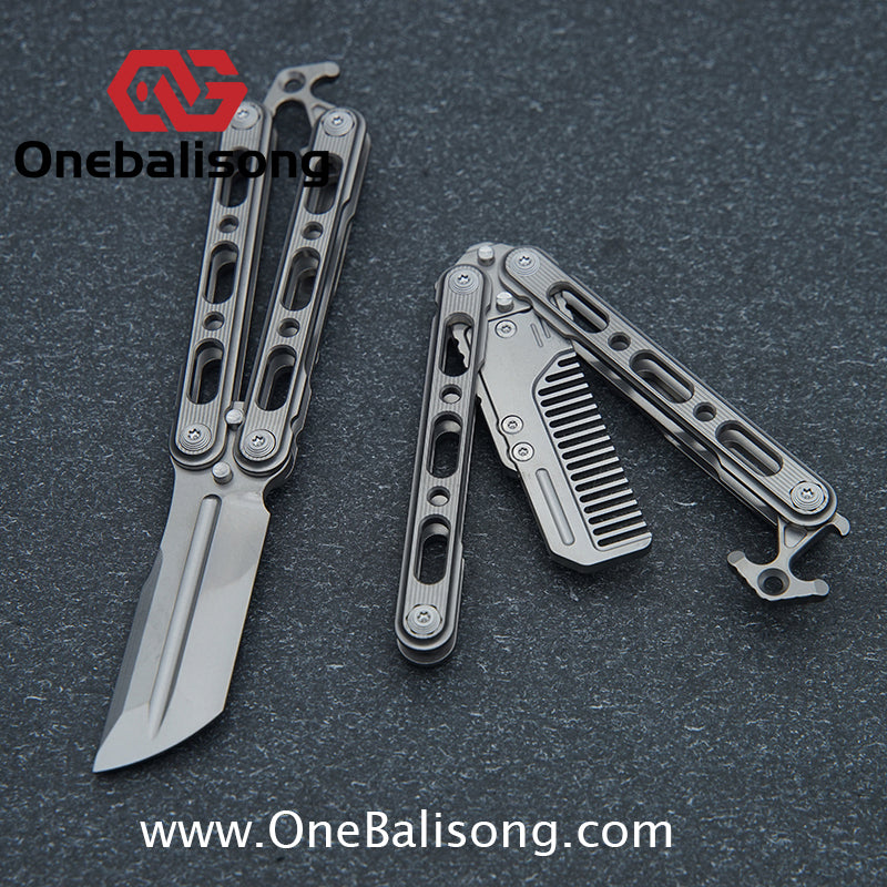 Mini Balisong Titanium alloy handle  Titanium alloy+Utility Knife Blade bushing