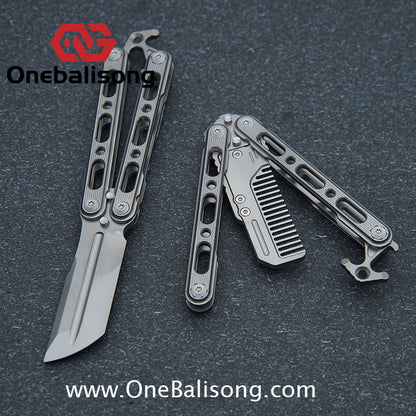 Mini Balisong Titanium alloy handle  Titanium alloy+Utility Knife Blade bushing