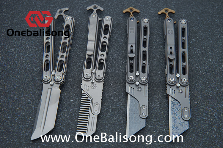 Mini Balisong Titanium alloy handle  Titanium alloy+Utility Knife Blade bushing
