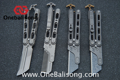Mini Balisong Titanium alloy handle  Titanium alloy+Utility Knife Blade bushing