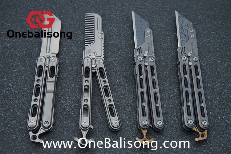 Mini Balisong Titanium alloy handle  Titanium alloy+Utility Knife Blade bushing