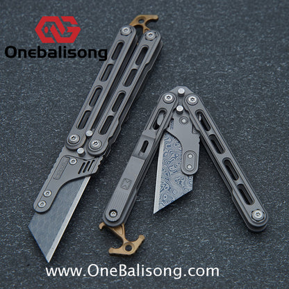 Mini Balisong Titanium alloy handle  Titanium alloy+Utility Knife Blade bushing