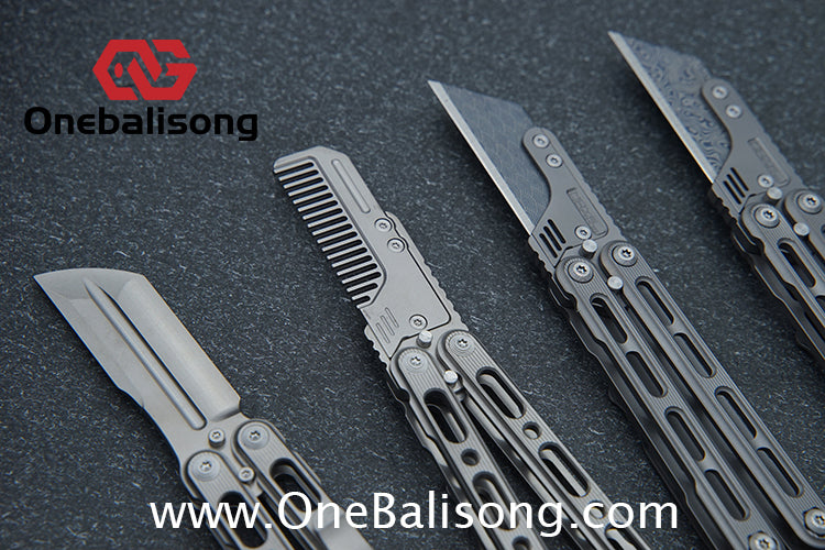 Mini Balisong Titanium alloy handle  Titanium alloy+Utility Knife Blade bushing