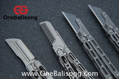 Mini Balisong Titanium alloy handle  Titanium alloy+Utility Knife Blade bushing