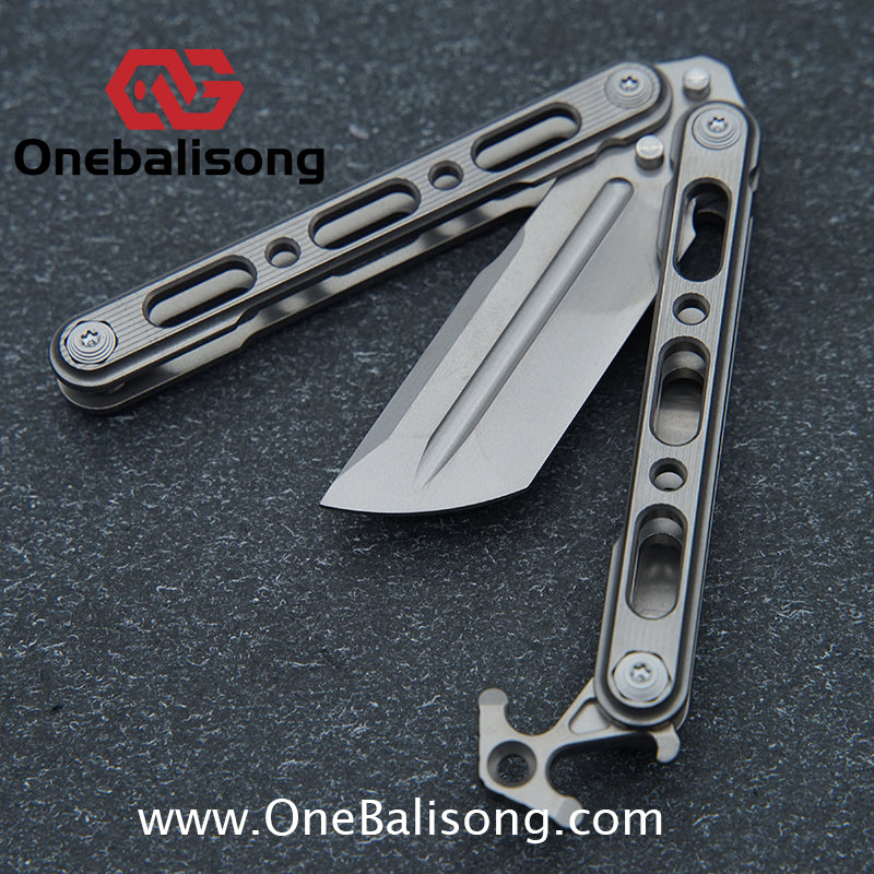 Mini Balisong Titanium alloy handle  Titanium alloy+Utility Knife Blade bushing
