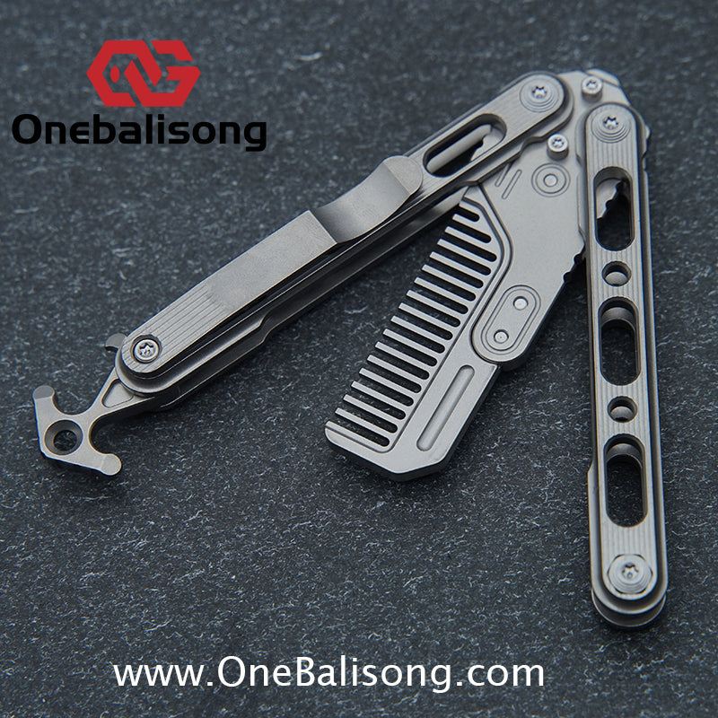 Mini Balisong Titanium alloy handle  Titanium alloy+Utility Knife Blade bushing