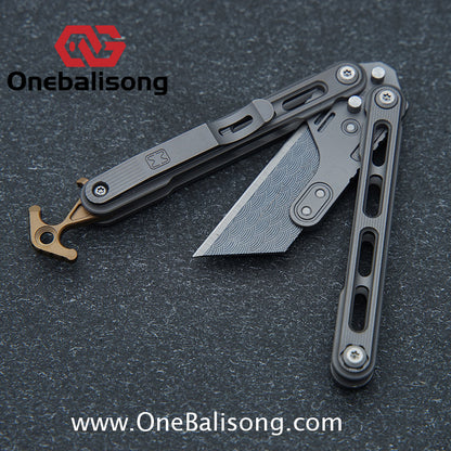 Mini Balisong Titanium alloy handle  Titanium alloy+Utility Knife Blade bushing