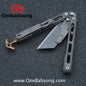 Mini Balisong Titanium alloy handle  Titanium alloy+Utility Knife Blade bushing