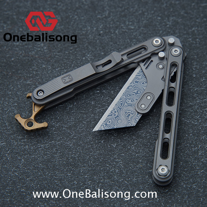 Mini Balisong Titanium alloy handle  Titanium alloy+Utility Knife Blade bushing