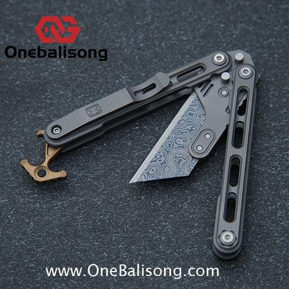 Mini Balisong Titanium alloy handle  Titanium alloy+Utility Knife Blade bushing