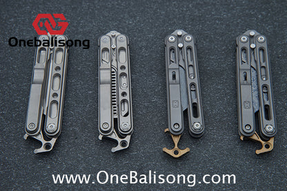 Mini Balisong Titanium alloy handle  Titanium alloy+Utility Knife Blade bushing
