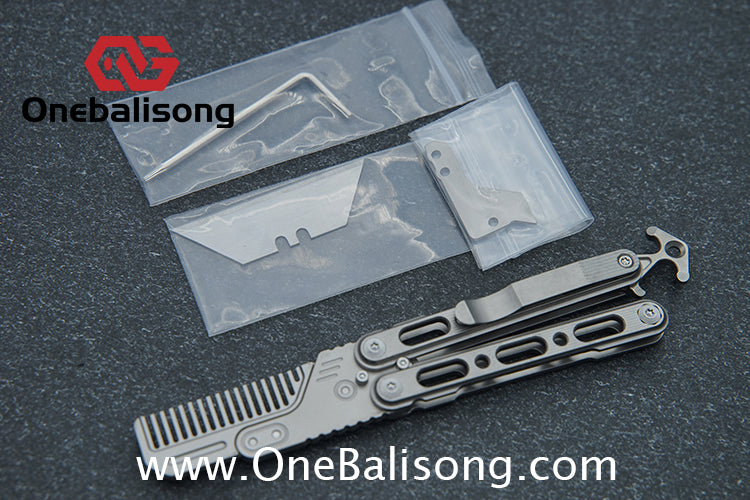 Mini Balisong Titanium alloy handle  Titanium alloy+Utility Knife Blade bushing