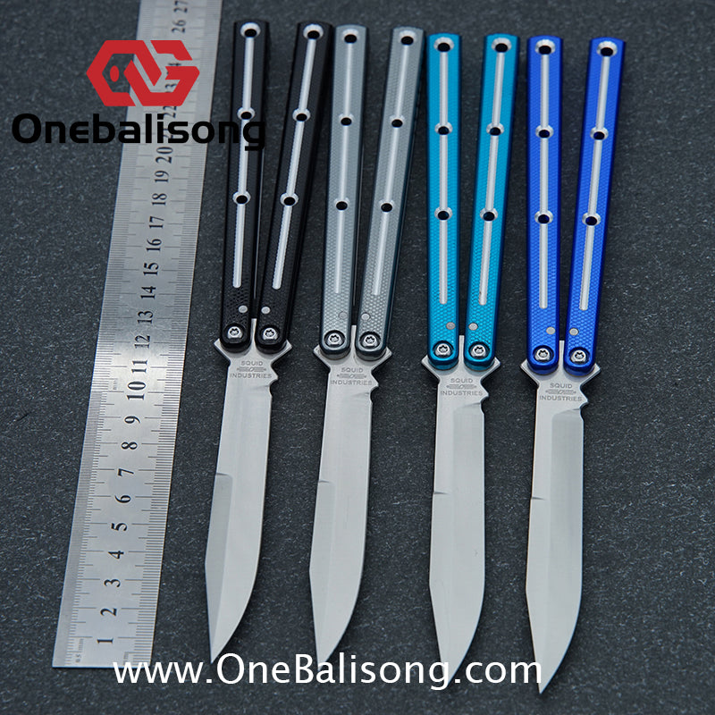 Baliplus 7075 Glossy Bright Slot Kraken V3 Aluminum Balisong Stainless Steel Blade Clone Bushing