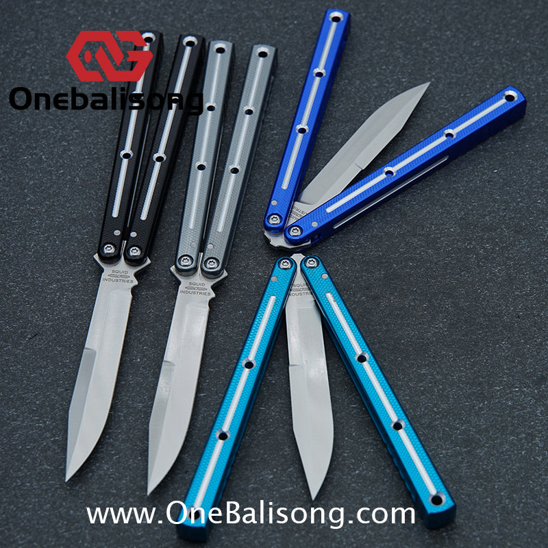 Baliplus 7075 Glossy Bright Slot Kraken V3 Aluminum Balisong Stainless Steel Blade Clone Bushing