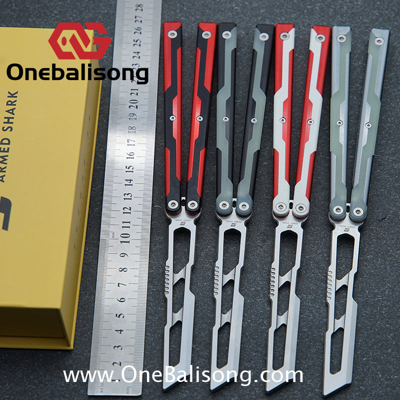 Armed Shark Ajax Clone Seven Series Aluminum Alloy G10 Patch Handle Stainless Steel Trainer Blade Bushing Balisong
