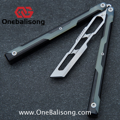 Armed Shark Ajax V1/V2 Balisong Clone Seven Series Aluminum Alloy+G10 Patch/All Aluminum  Handle Stainless Steel Trainer Blade Bushing Balisong