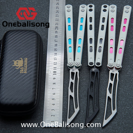 TOA Siren Seven Series Aluminum Alloy G10 Patch Handle 8cr13Mn Steel Trainer Blade(stone wash) Bushing Balisong