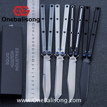 Blue River Glossy Kraken 7075 Aluminum Handle Titanium Alloy Screws Balisong Stainless Steel Blade Clone Bushing