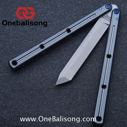 Blue River Glossy Kraken 7075 Aluminum Handle Titanium Alloy Screws Balisong Stainless Steel Blade Clone Bushing